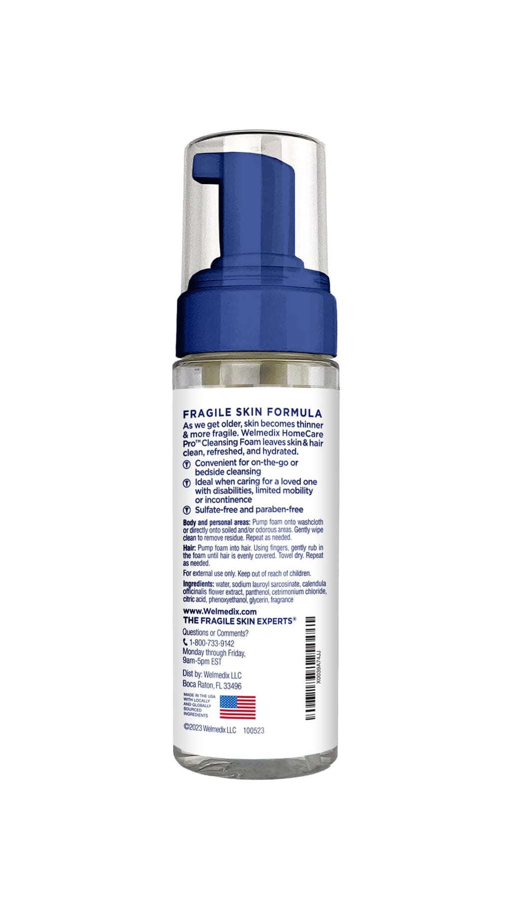 Welmedix HomeCare PRO No Rinse Body Wash Cleansing Foam, Easier Cleansing for Caregivers Managing Incontinence, Pressure ulcers,