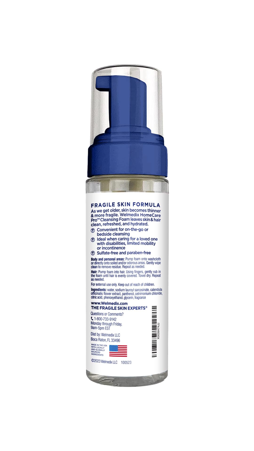 Welmedix HomeCare PRO No Rinse Body Wash Cleansing Foam, Easier Cleansing for Caregivers Managing Incontinence, Pressure ulcers,