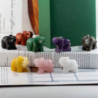Ouubuuy Natural Crystal Elephant Pocket Guardian Figurine Elephant Statue 1.5 inch for Healing Reiki Spiritual Gift Cute Meditat