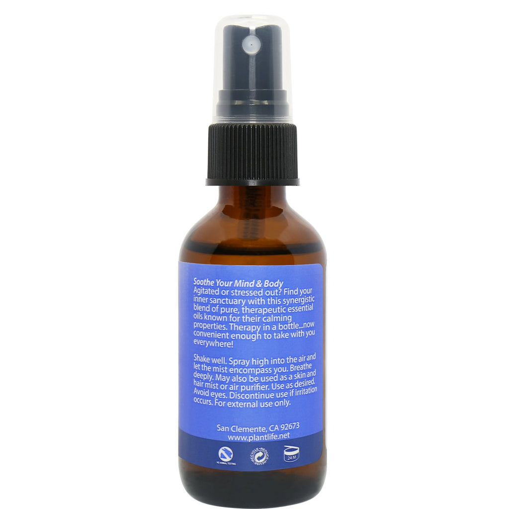 Plantlife Calm Mist Face and Body Spray - Straight From The Plant 100% Pure Therapeutic Grade - Take with You Everywhere - Made