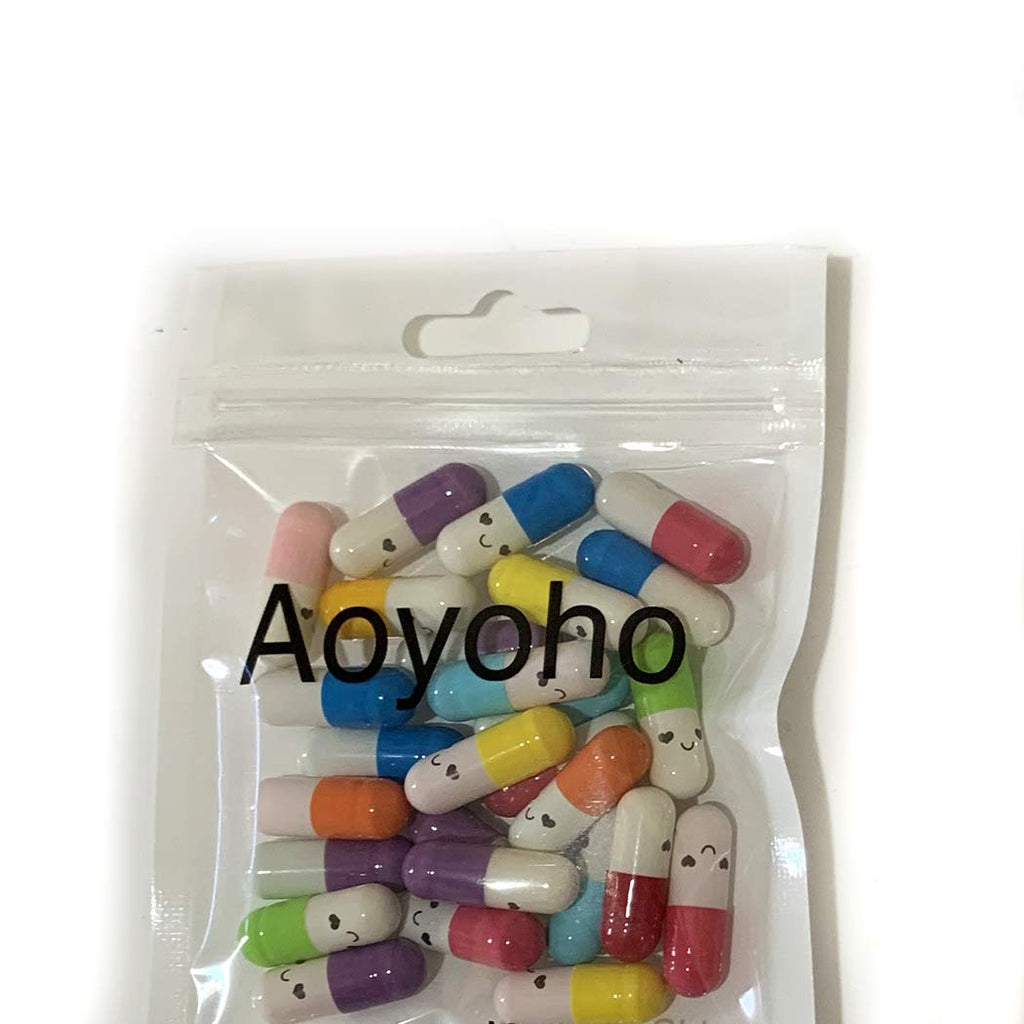 Aoyoho 100 Pcs Message in a Bottle Capsule Letter Cute Smiling Face Love Friendship Half Color Pill