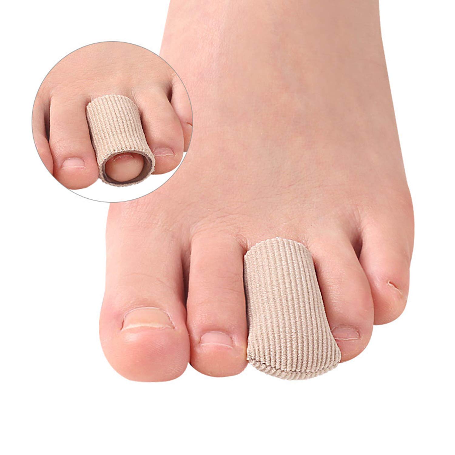 Yimanduo 5 Pieces Gel Toe Protectors, Fabric and Silicone Caps, Toe Sleeves Support Toe Tubes for Arthritis, Hammer Toe, Corn Bl
