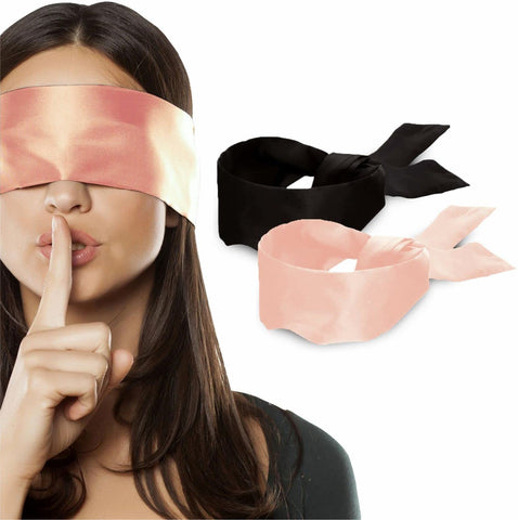 2 pcs Silk Satin Blindfold Eye Mask Sleep Mask Soft Satin Eye Cover Silk Sleeping mask Valentine Gift 155cm / 62    (Black+Pink)