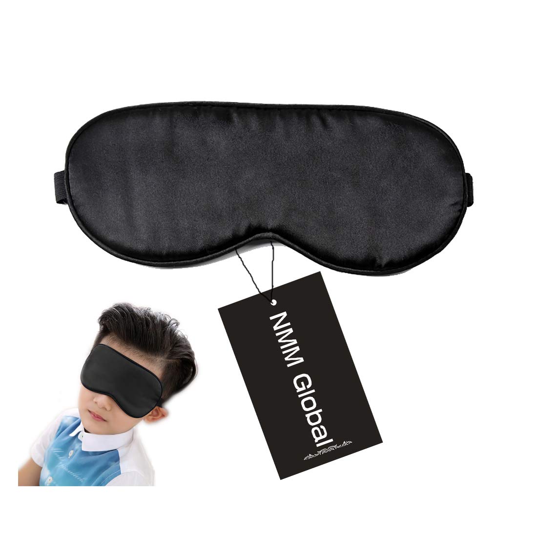 NMM Global 100% Natural Silk Sleep Eye Mask Kids, Cute Night Sleeping Mask with Adjustable Elastic Strap for Girls Boys Child (B