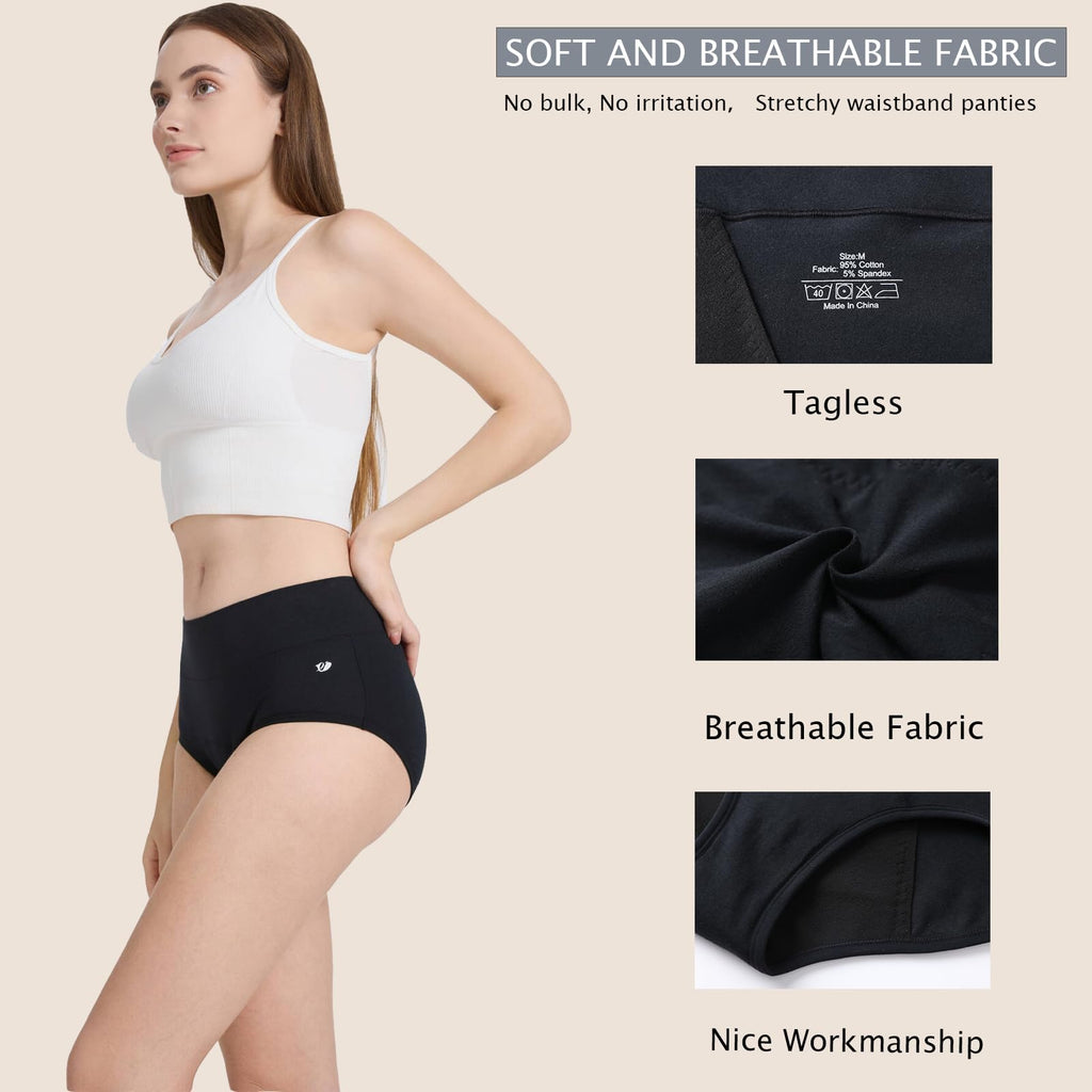Incontinence Underwear for Women, Leakproof High Waisted Underwear for Bladder Leakage, Soft Reusable Period Panties, 3Pack XL