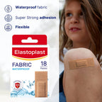 Elastoplast 18s Waterproof Fabric Plaster Strips (Pack of 10 = Total 180), Large Pack of Fabric Plasters, Breathable Plasters, P