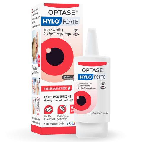 Optase HYLO Forte Dry Eye Drops, Preservative-Free 300 Drops - Extra Moisture - Active Glycerin & Hyaluronic Acid - Contact Lens