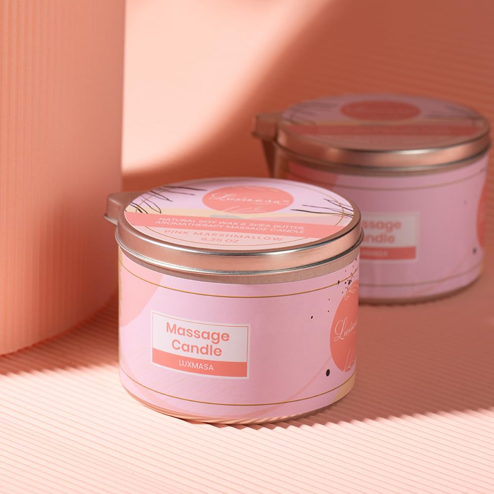 LUXMASA Soybean Wax Scented Massage Oil Candle for Home SPA Treatment- Natural Warm Body Lotion Candle for Stress Relief- Moistu
