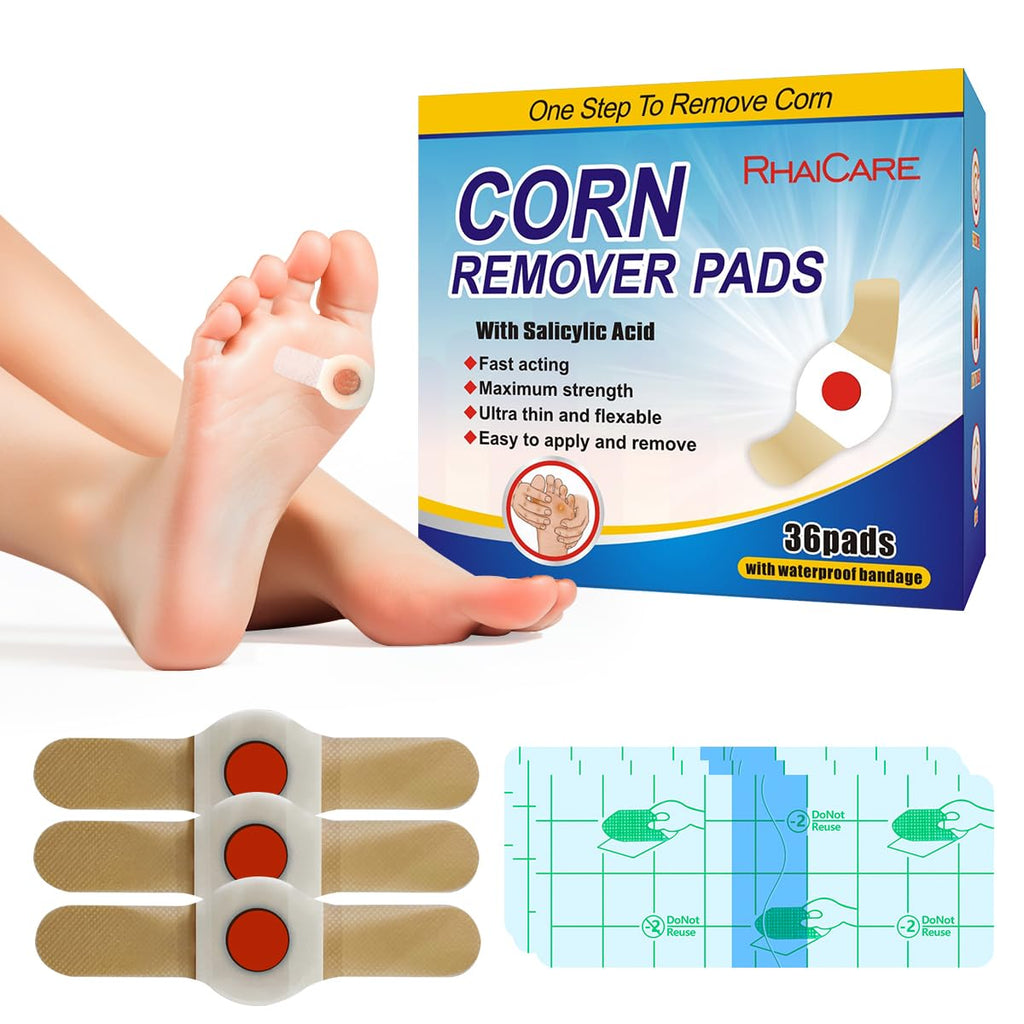 RHAICARE Corn removers for Toes feet Bottom of Foot Corn Remover,Corn Pads Callus Remover for Toes feet with 40% Salicylic 36 Co