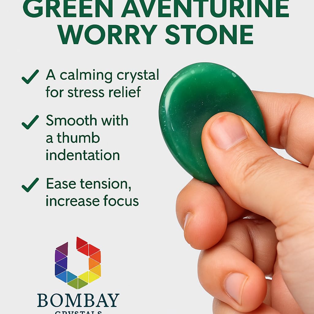 Green Aventurine Worry Stone - Genuine Polished Palm & Thumb Stone for Luck, Heart Chakra & Travel Mindfulness Gift