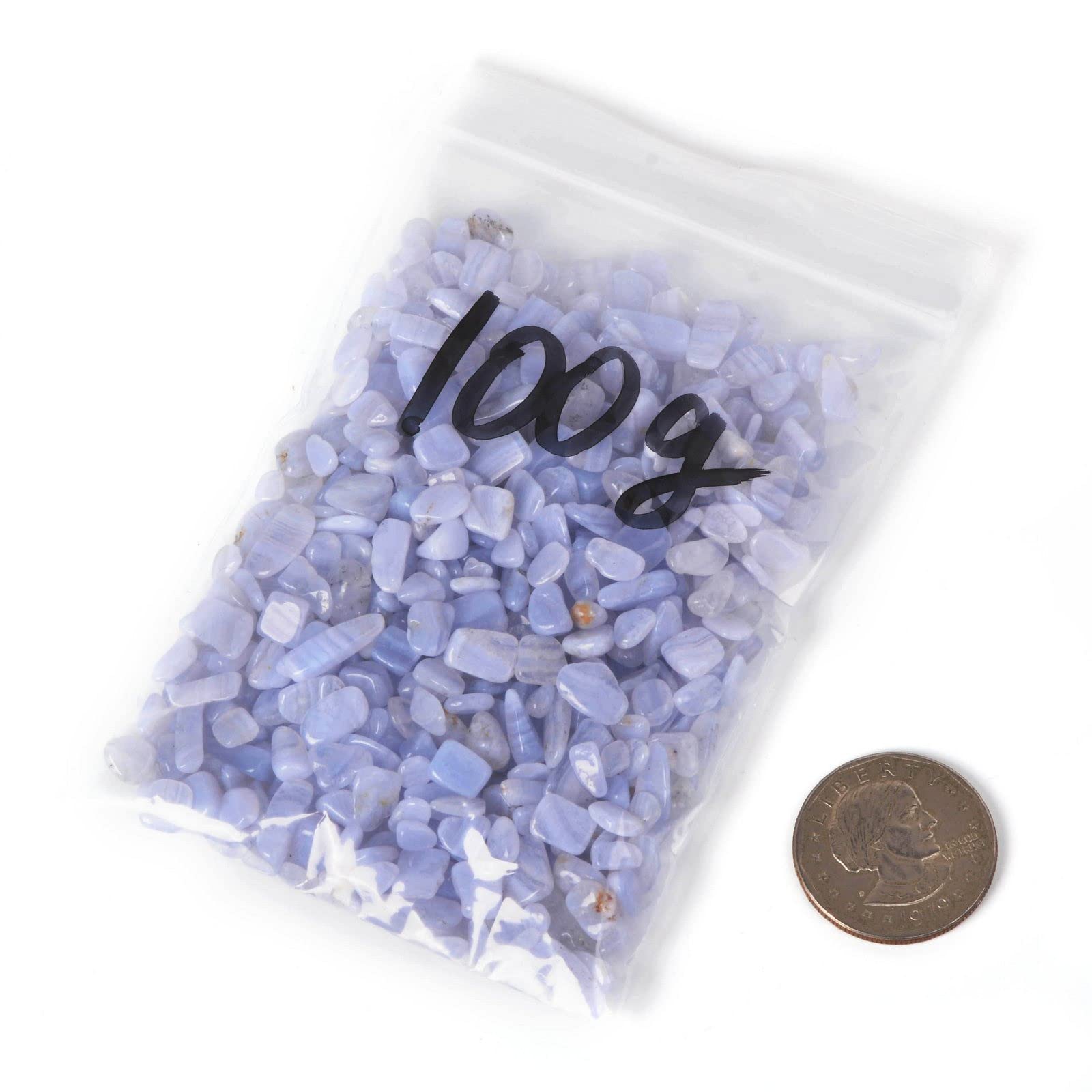 Justinstones Natural Blue Lace Agate Polished Chips Crushed Tumbled Stone Crystal Healing Embellishments 100 Grams