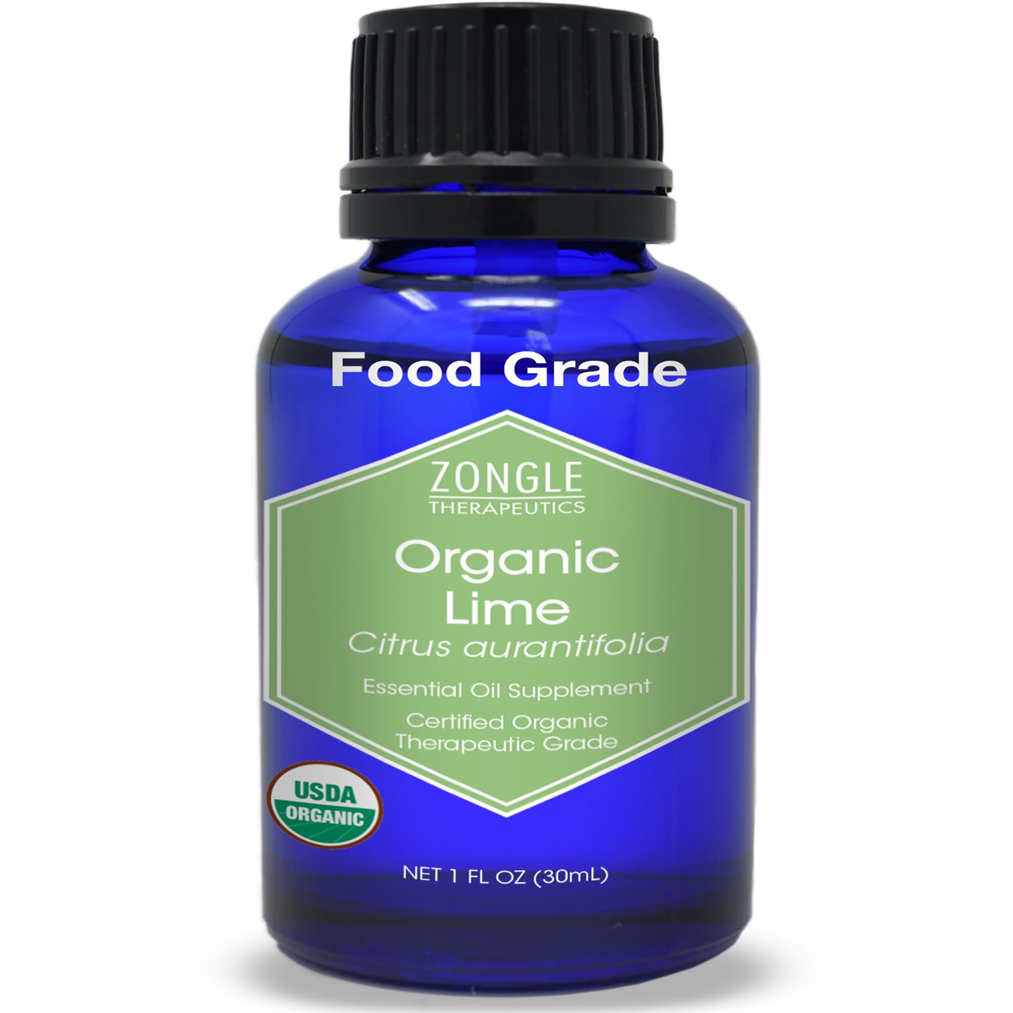 Organic, Lime Essential Oil, Food Grade, for Cooking - 100% Pure, Lime Oil, by Zongle Therapeutics, 1 OZ