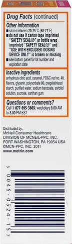 Motrin Infants Concentrated Drops, Fever Reducer, Ibuprofen, Berry Flavored.5 Oz (Pack of 2)