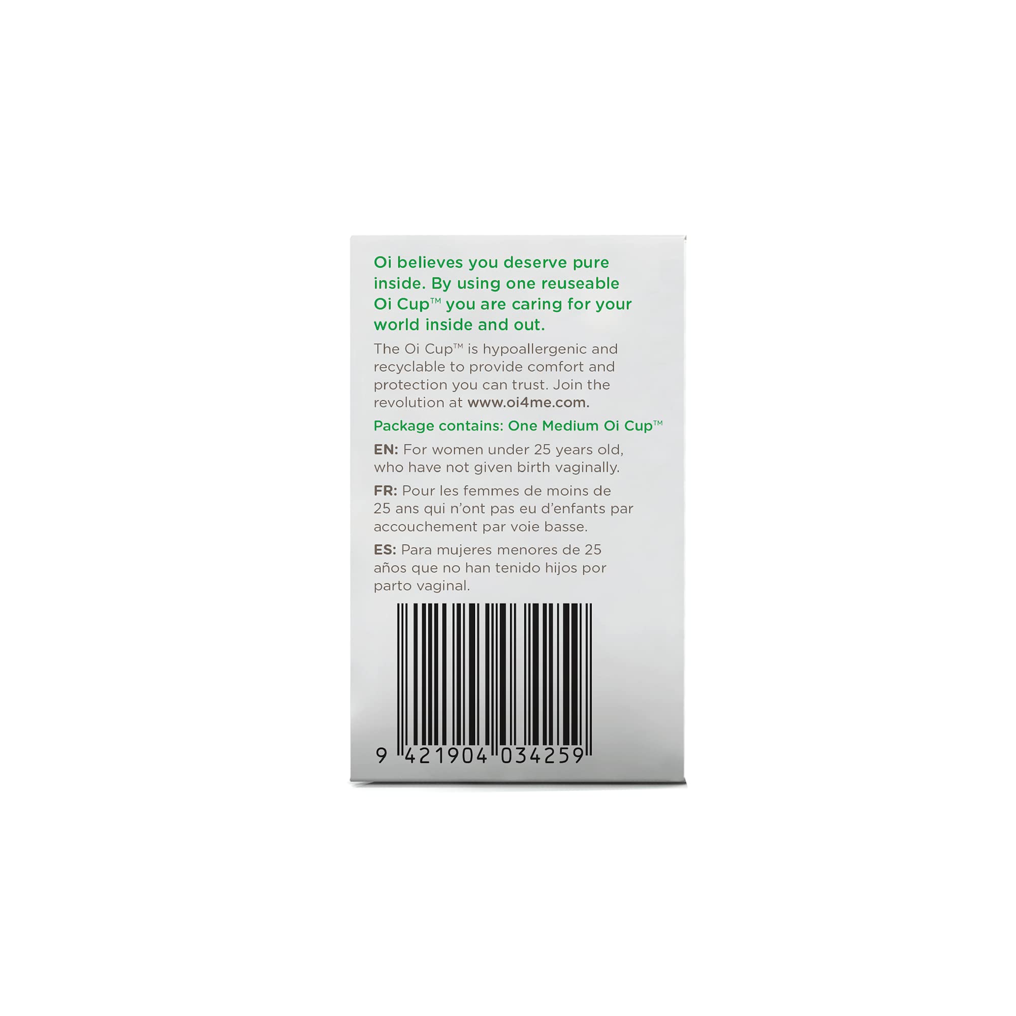Oi | Organic Initiative - Menstrual Cup | Medium - Adult, Wear for 8 hrs | Reusable, Leak Free (25 ml) - Tampon and Pad Alternat