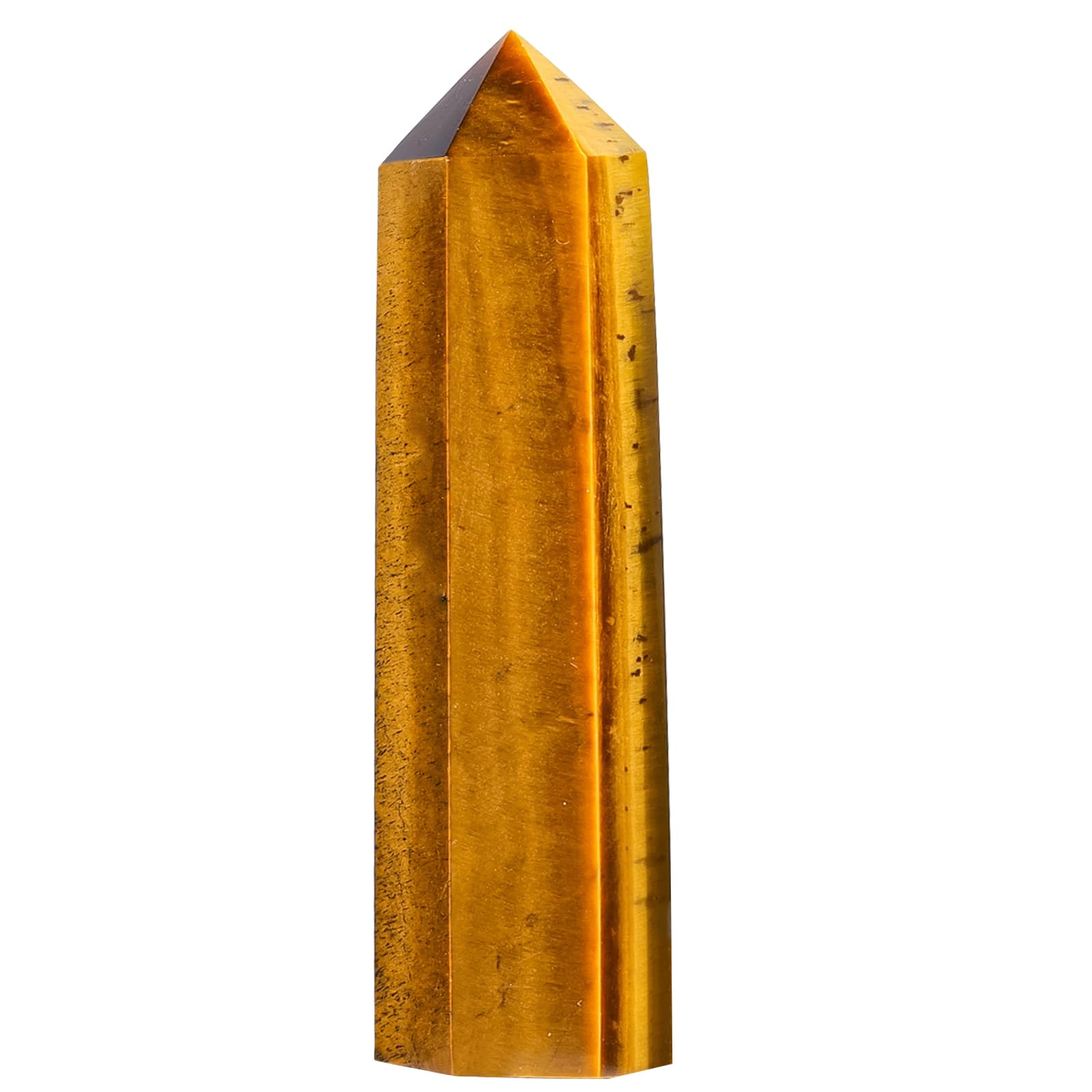 Runyangshi Tiger's Eye Natural Healing Crystal Wands Height 2.4-2.8, 6 Faceted Prism Wand Reiki Chakra Stone, Natural Quartz