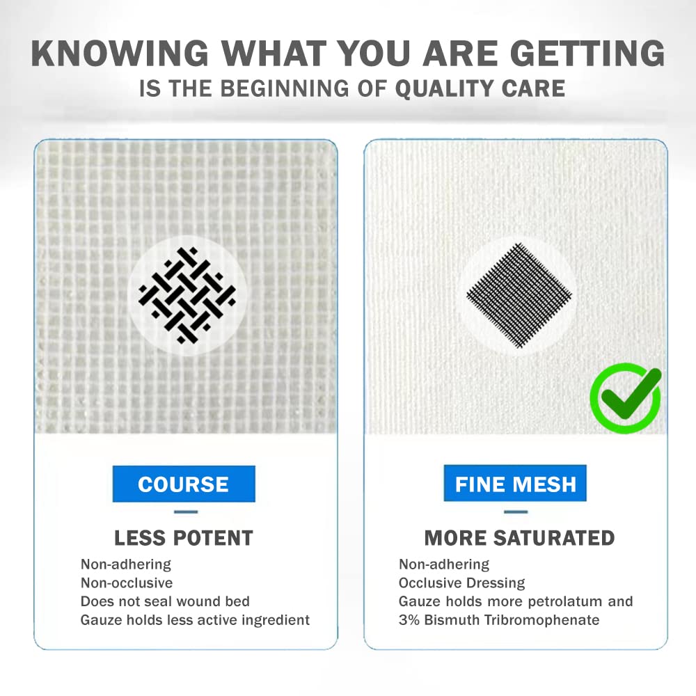 EVERLIT Xeroform Petrolatum Dressing | Sterile, Non-Adherent Occlusive Fine Mesh Gauze Pad | Non-Toxic, Gentle Patch for Burns,