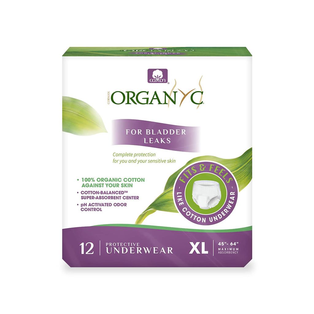 Organyc Bladder Control Underwear for Women - Organic Cotton Protective Underwear for Incontinence, Leak Protection, Odor Protec