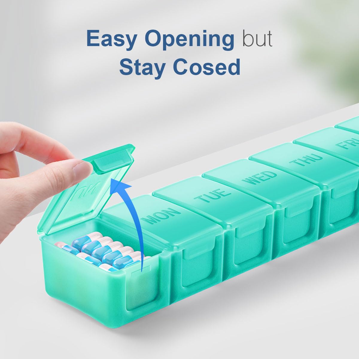 Extra Large Pill Organizer Weekly, KAPENS Daily Pill Case Box Large Capacity Compartments, 7 Day Pill Containers for Medicine Su