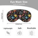 NOHSHE Embroidery Pattern Sleep Mask Eye Mask Beautiful Summer Flowers Leaves Black Sleep Mask Light Blocking Adjustable Smooth