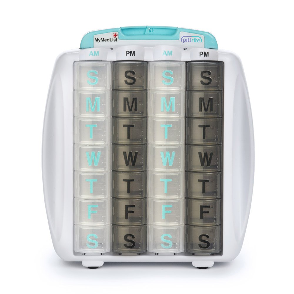 PillRite Medication and Supplement Pillbox Organizer, 3  in x 7 in - 28-Day Medicine Sorter - FSA and HSA Eligible - Monthly Med