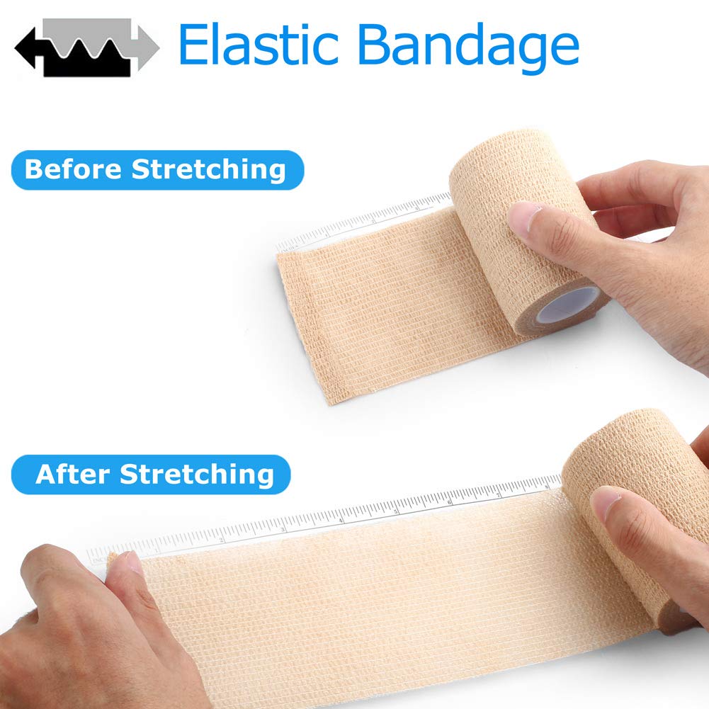 LotFancy Self Adhesive Bandage Wrap, 6 Pack, 3 inch x 5 Yards Non Woven Cohesive Bandage, First Aid Medical Tape for Sports Athl