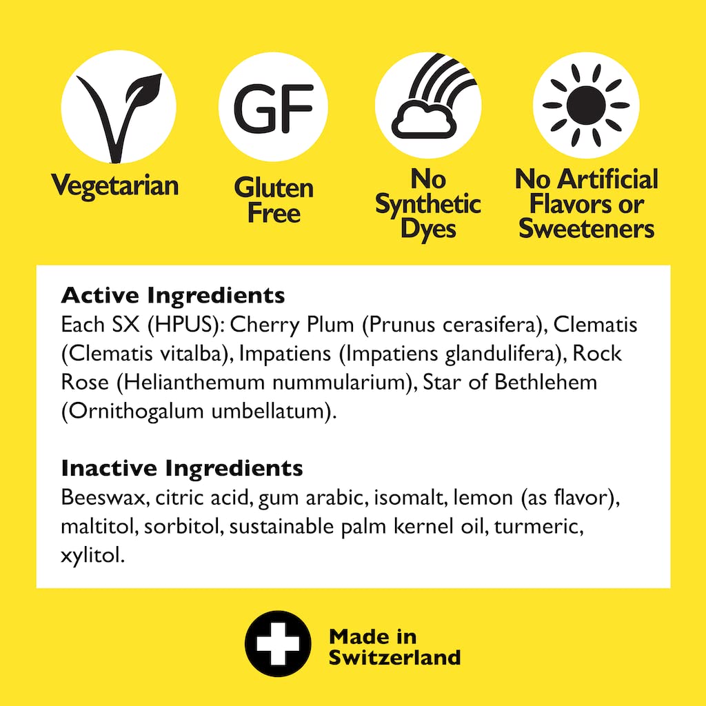 Bach RESCUE PASTILLES, Lemon Flavor, Natural Stress Relief Lozenges, Homeopathic Flower Essence, Vegetarian, Gluten & Sugar-Free