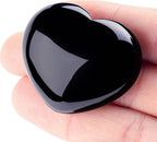 Black Obsidian Heart Stone Puffy Worry Stone Palm for Chakra Reiki Balancing, Meditation and Decoration 1.55 in