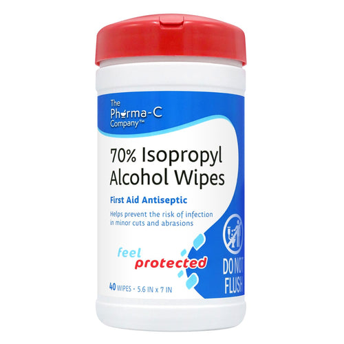 Pharma-C 70% Isopropyl Alcohol Wipes [6 pack - 40ct Canisters] - Bulk IPA First Aid Antiseptic Wound Cleaner with Moisture Lock