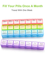 Large Monthly Pill Organizer 28 Day Case Organizerd Extra Large Compartments 4 Week Dust-Proof Pill Case Medication Reminder Por