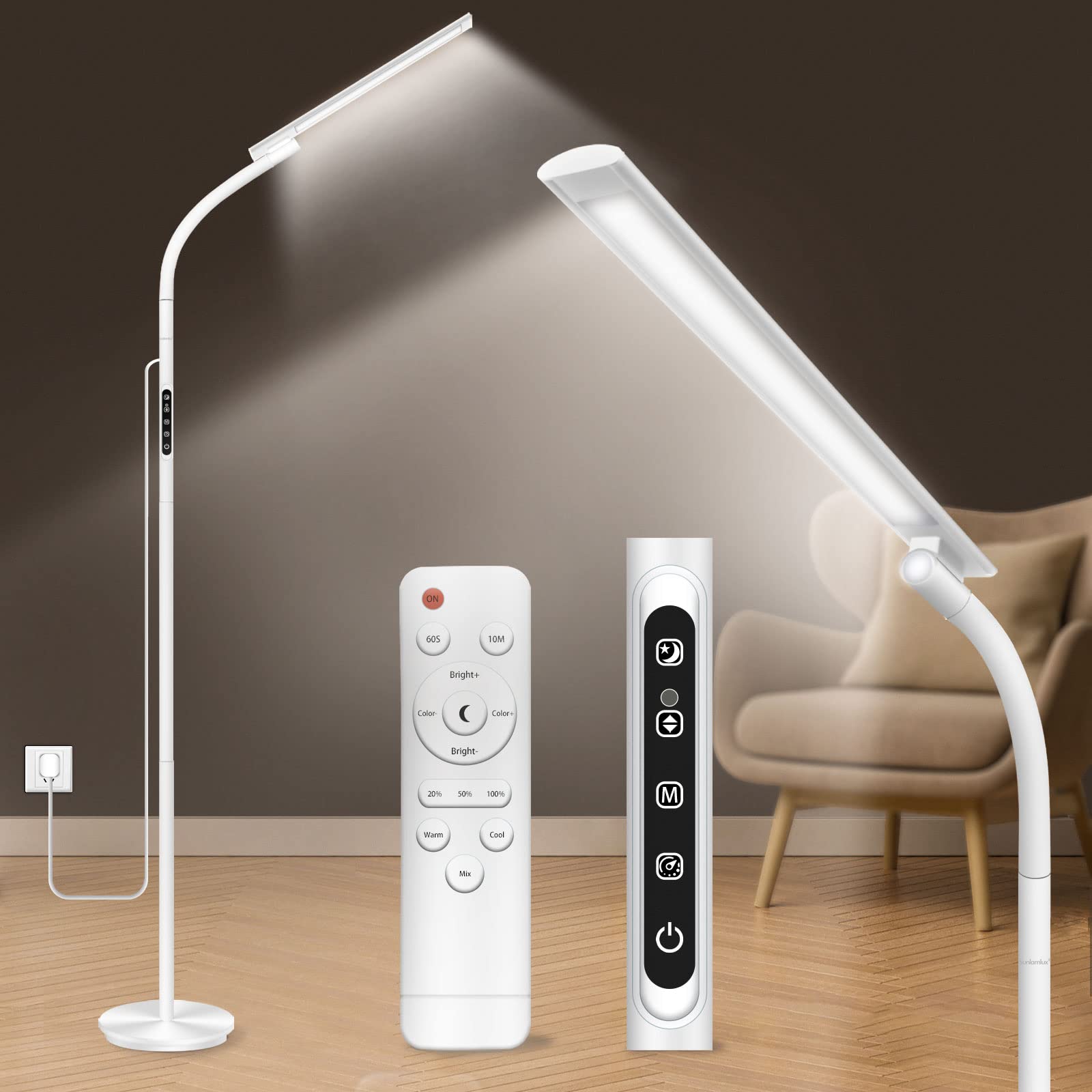 Sozapooty Light Therapy Lamp,10000 Lux Happy Therapy Light, Floor Sun Therapy Lamp with Remote & Touch Control & Adjustable Goos