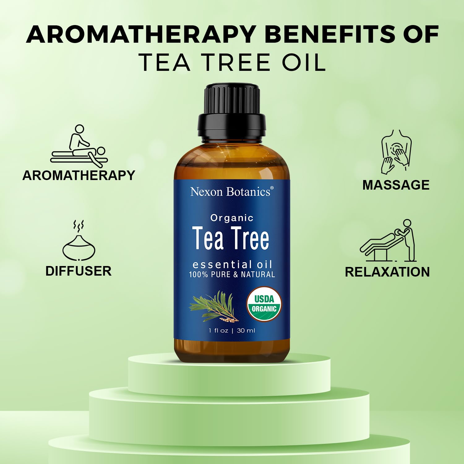 Organic Tea Tree Oil 30 ml - 100% Natural, Pure Tea Tree Essential Oil for Hair, Face, Skin Use, Scalp - Pure Tea Tree Oil Essen