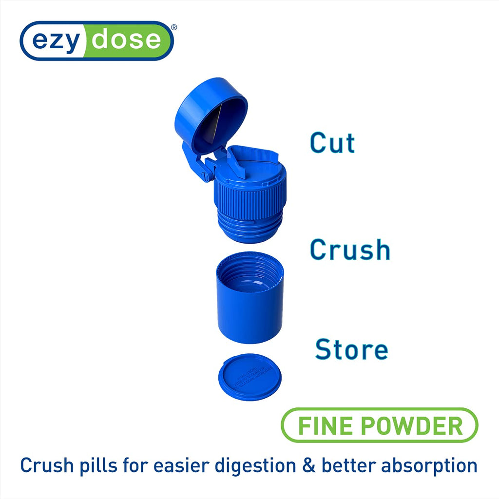 EZY DOSE 3 Compartment Pill Crusher, Cutter and Grinder, Daily Usage, Safely Cut Pills, Vitamins, Tablets, Accurate and Easy Cut