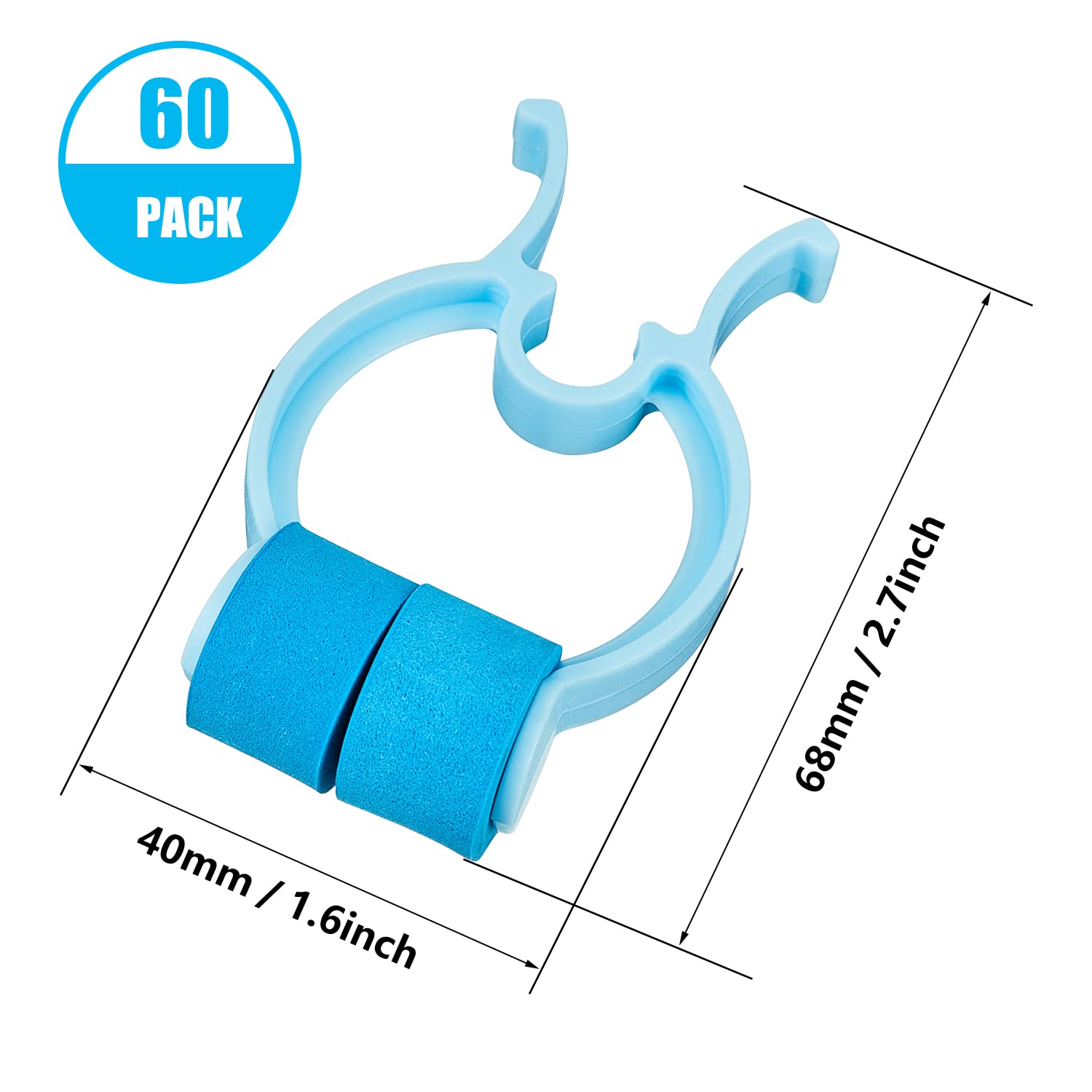 Frienda 60 Pieces Plastic Foam Nose Stop Clips Nose Nasal Stopper Clips for Accidental or Emergency Condition(Blue)