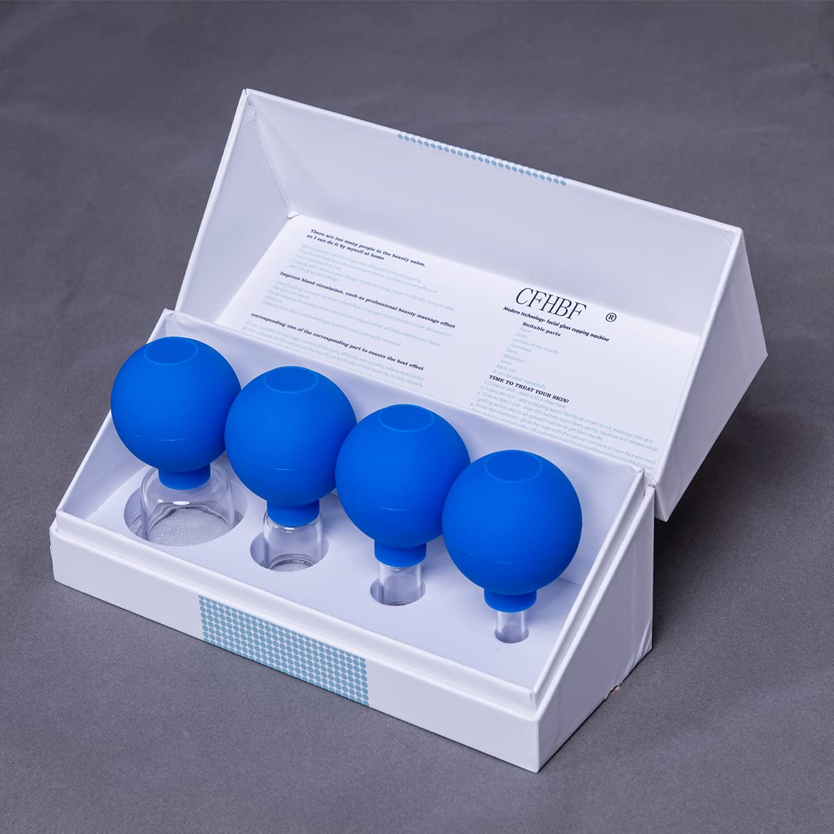 CFHBF 4 Size Facial Cupping Therapy Set Glass, Eye Face Vacuum Massage Anti Cellulite Cup - Silicone Cupping Massage Therapy, fo