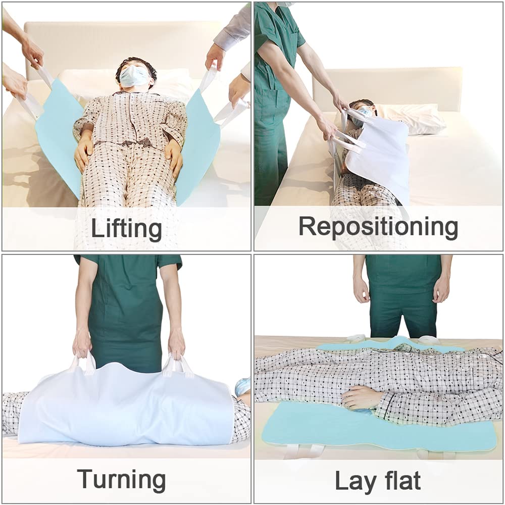 2 Pack Bed Pads for Incontinence Positioning Bed Pad with Handles for Lift and Transfer Reusable Waterproof Bed Pads Washable In