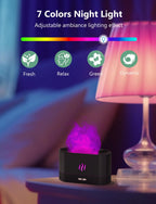PIZAY Essential Oil Diffuser, Air Humidifier with Flame Led Light - 7 Colors, 180mL Capacity (8 Hours), Noiseless Operation, Aut