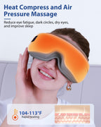 Eye Massager with Heat & Bluetooth Music, Birthday Valentine's Day Gifts for Women Men, Heated Eye Mask for Migraines Relief, Re