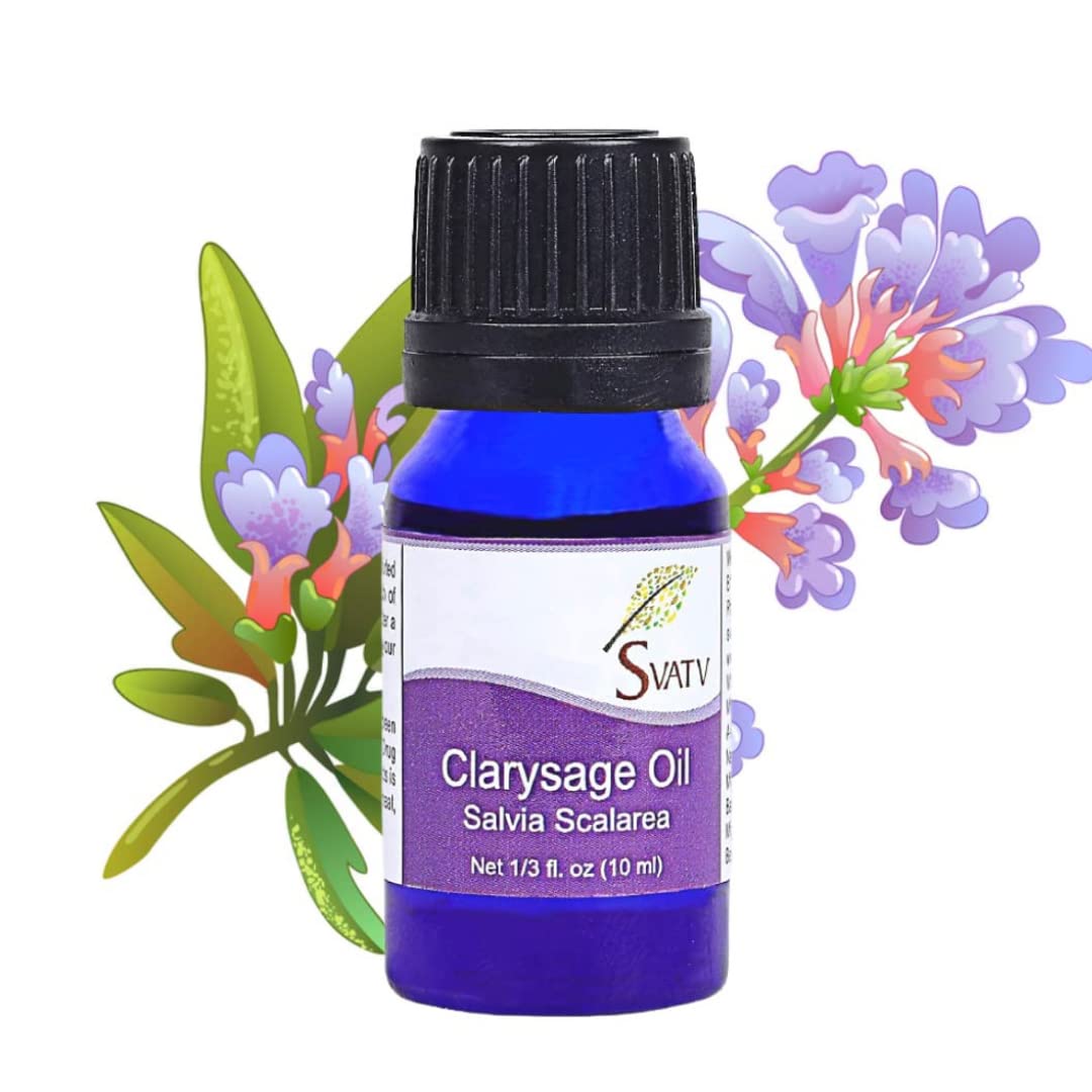 SVATV Clary Sage Essential Oil Therapeutic Grade Aromatherapy Oils Fragrance Oil for Diffuser Yoga Massage & DIY Personal Care 1