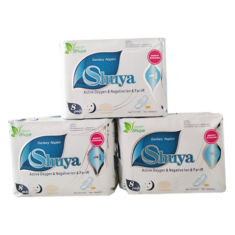 SHUYA Patented Anion Overnight Maxi Pads for Women with Wings for Heavy Flow, Herbal Scented,Size 285mm-24Count(Pack of 3)