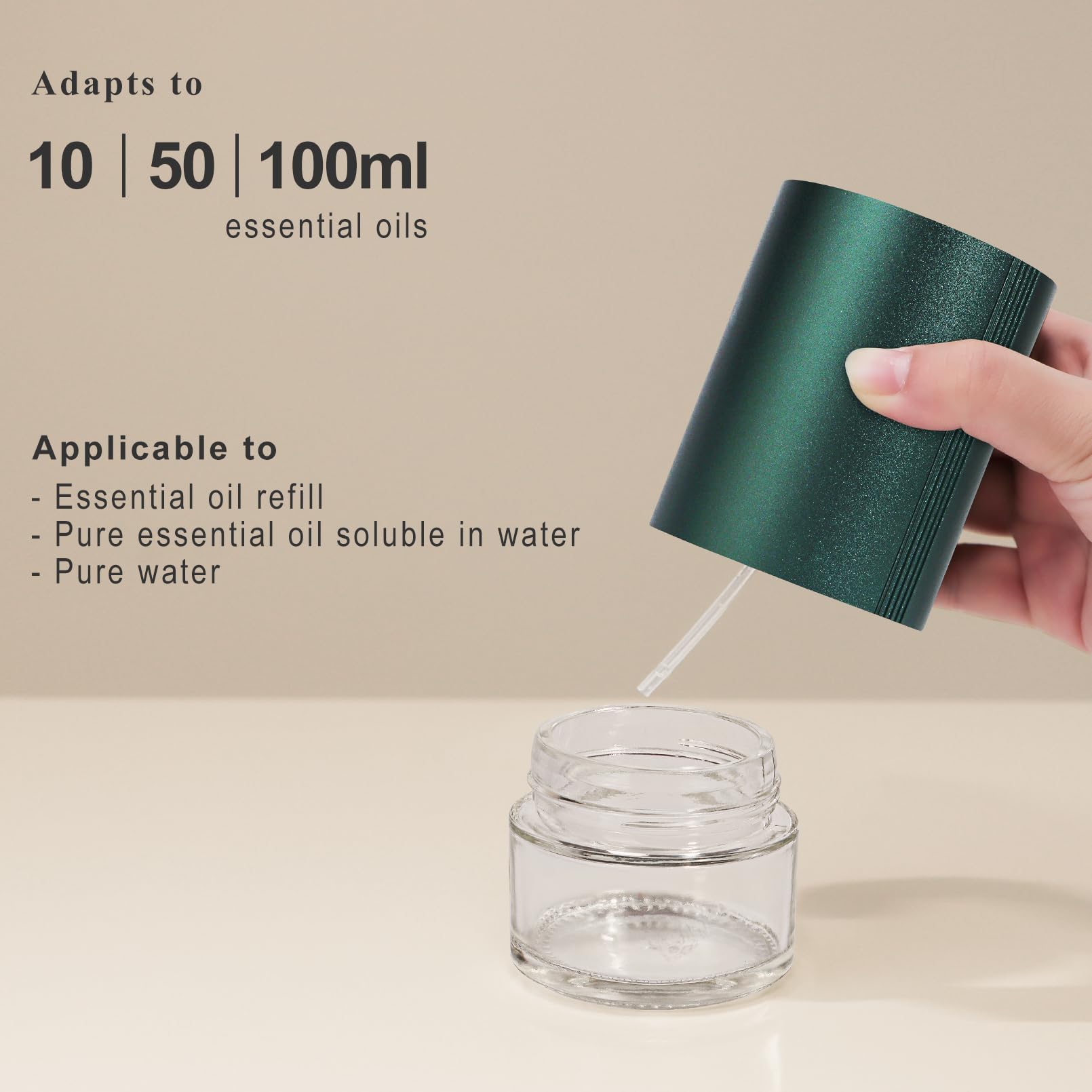 Aeeteek Essential Oil Diffuser, Waterless Scent Diffusers for Home Large Room, Rechargeable Atomizing Humidifier with 7-Color Ni