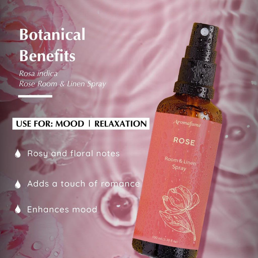Rose Room, Linen & Pillow Spray by Aromafume | 100ml/3.38 fl oz | with Pure Rose Essential Oil | Aromatherapy Spray | Mist for B