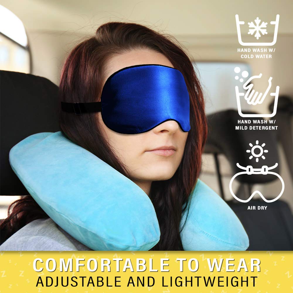 Silk Sleep Eye Mask for Men Women, Comfortable Super Soft Eye Mask with Adjustable Strap, 100% Pure Silk, Blocks Light, Jersey S