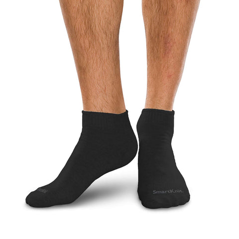 SMARTKNIT Seamless Diabetic Mini Crew Socks 3 Pack (6 Count), Medium, Black