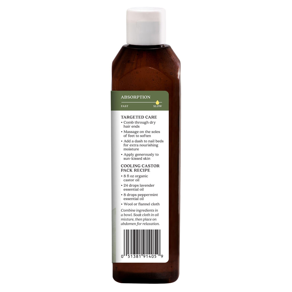 Aura Cacia Organic Castor Oil, 16 fl. oz., Skin Care, Hair Care, Massage, Moisturizes Skin, Creates Healthy Skin Barrier