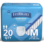 FitRight Ultra Unisex Adult Protective Underwear, Medium Size for Waist 28-40 Inches, Heavy Absorbency, Dependable Incontinence 