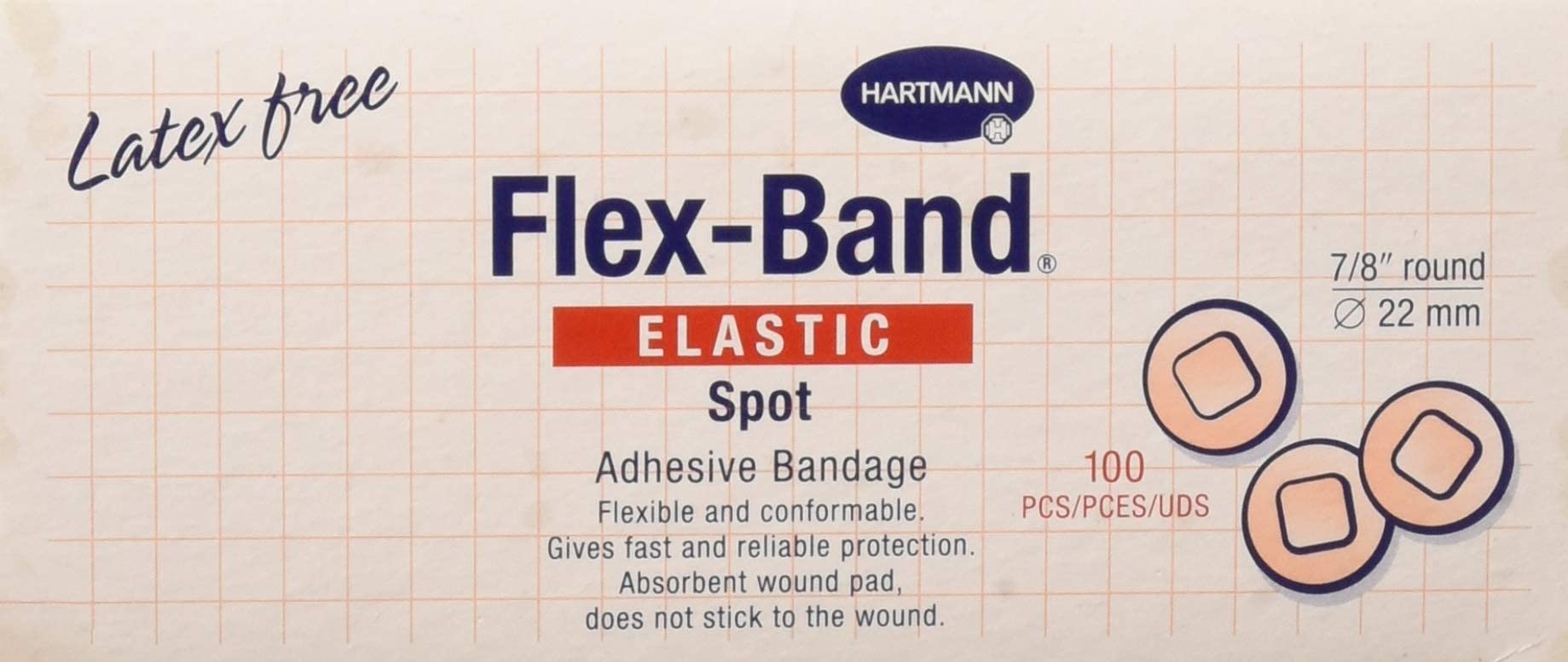 Flex-Band Fabric Adhesive Bandage, 7/8 Spots, Box of 100