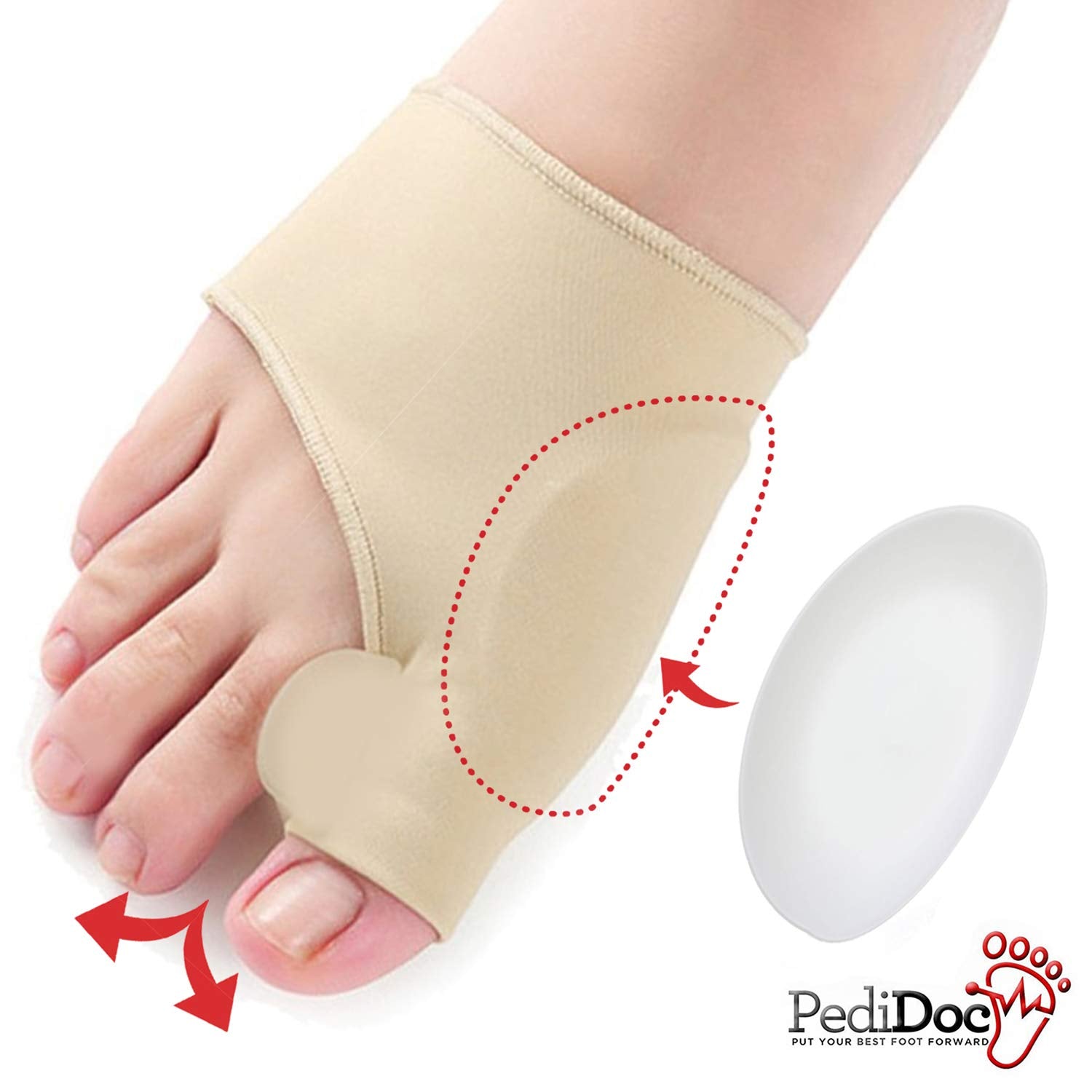 PediDocTM Bunion Corrector - Bunion Relief Sleeves Bunion Pads Brace Cushions Toe Straightener with Gel Toe Separator Spacer Str