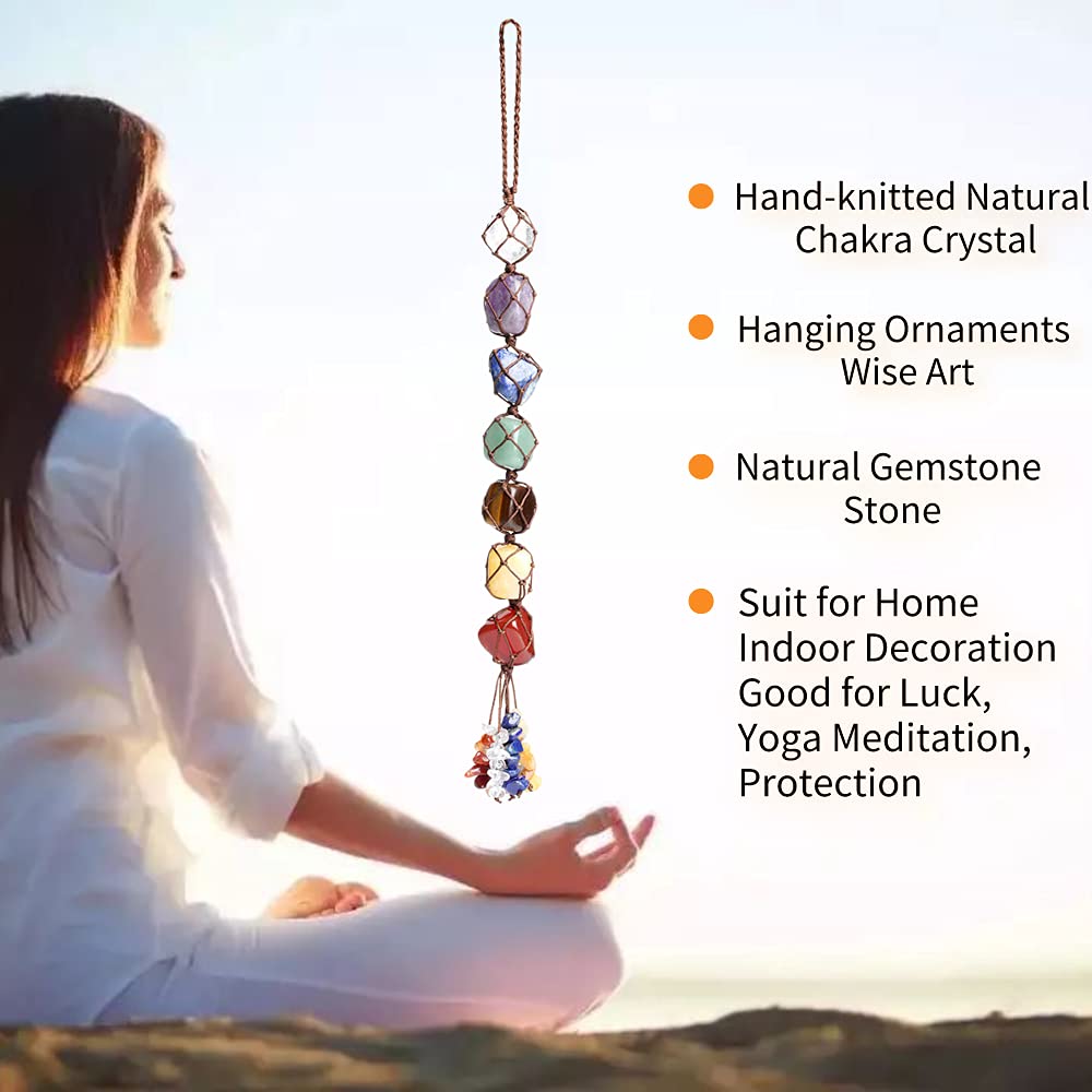 7 Chakra Gemstones Healing Feng Shui Crystals Window Car Decorations Hanging Ornament Dowsing Pendulum Good Luck Home Decoration
