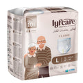 Lyfcare Classic Adult Diapers Large Size (L)  10 Units | Unisex Diapers Pants Style | Waist (75100 Cm) | Wetness Indicator, Su