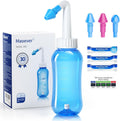 MAOEVER Neti Pot Sinus Rinse Bottle Nose Wash Cleaner Pressure Rinse Nasal Irrigation for Adult & Kid BPA Free 300 ML with 30 Na